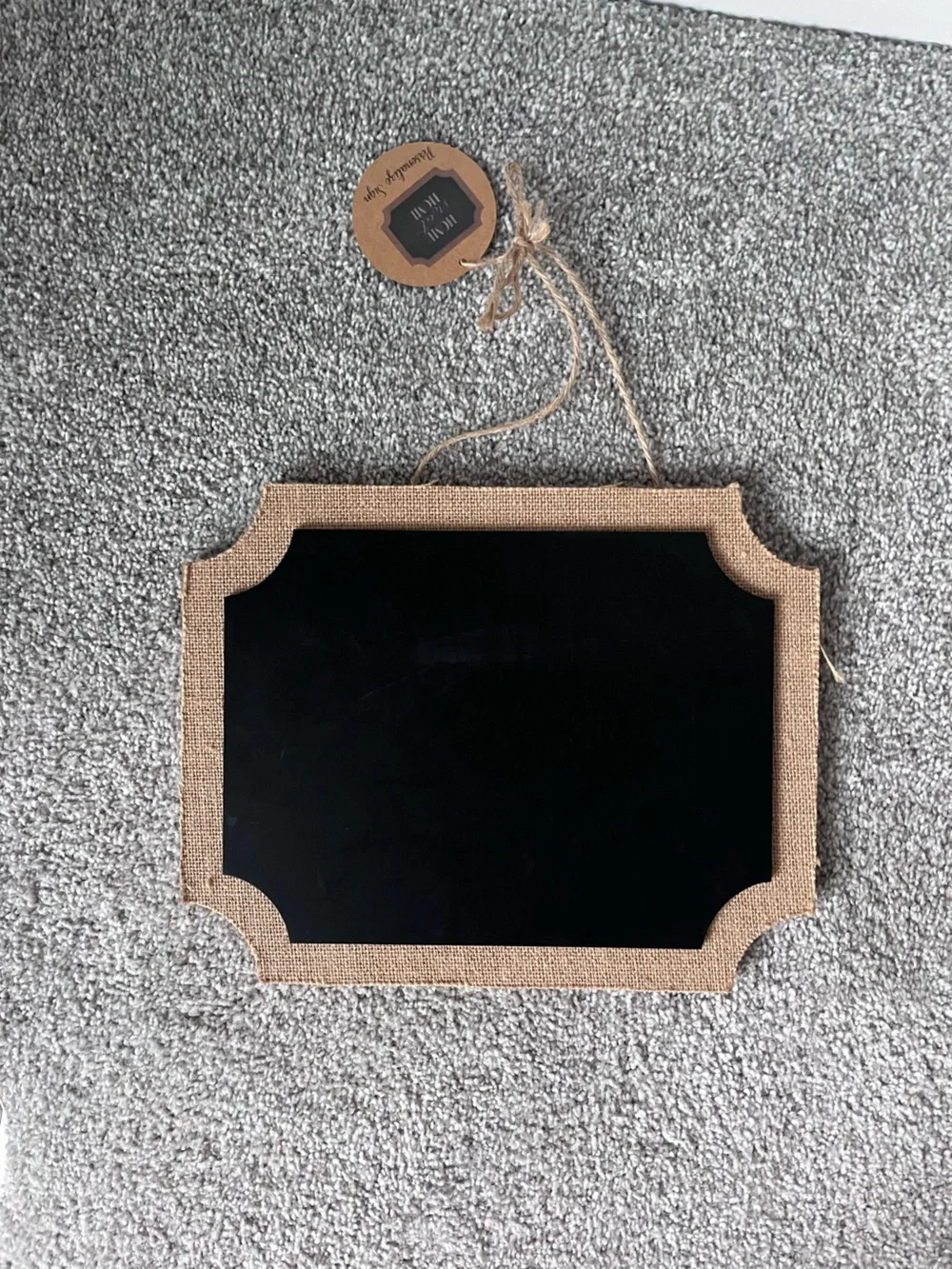 T.J.Maxx Black Chalkboard Sign with Burlap Trim